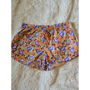 Love By Gap Boho Orange Floral Shorts with Lacey Side Detail M Lounge Shorts